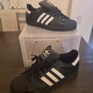 Adidas Superstar Black with White Stripes Sneakers